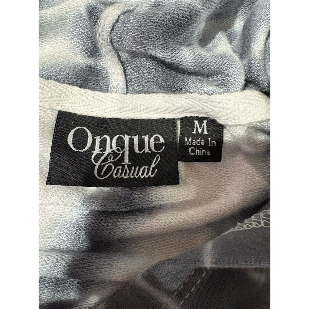 Onque Casual Hoodie Womens Size M Gray Ombre Tie-Dye Zip-Up 3/4 Sleeve - Picture 8 of 9